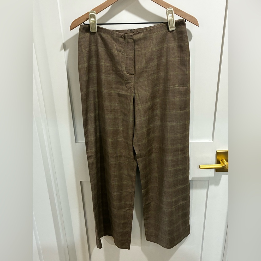 VNTG 90s SAKS FIFTH AVENUE Loro Piana Wool Trousers Made in Italy Brown Plaid 4
